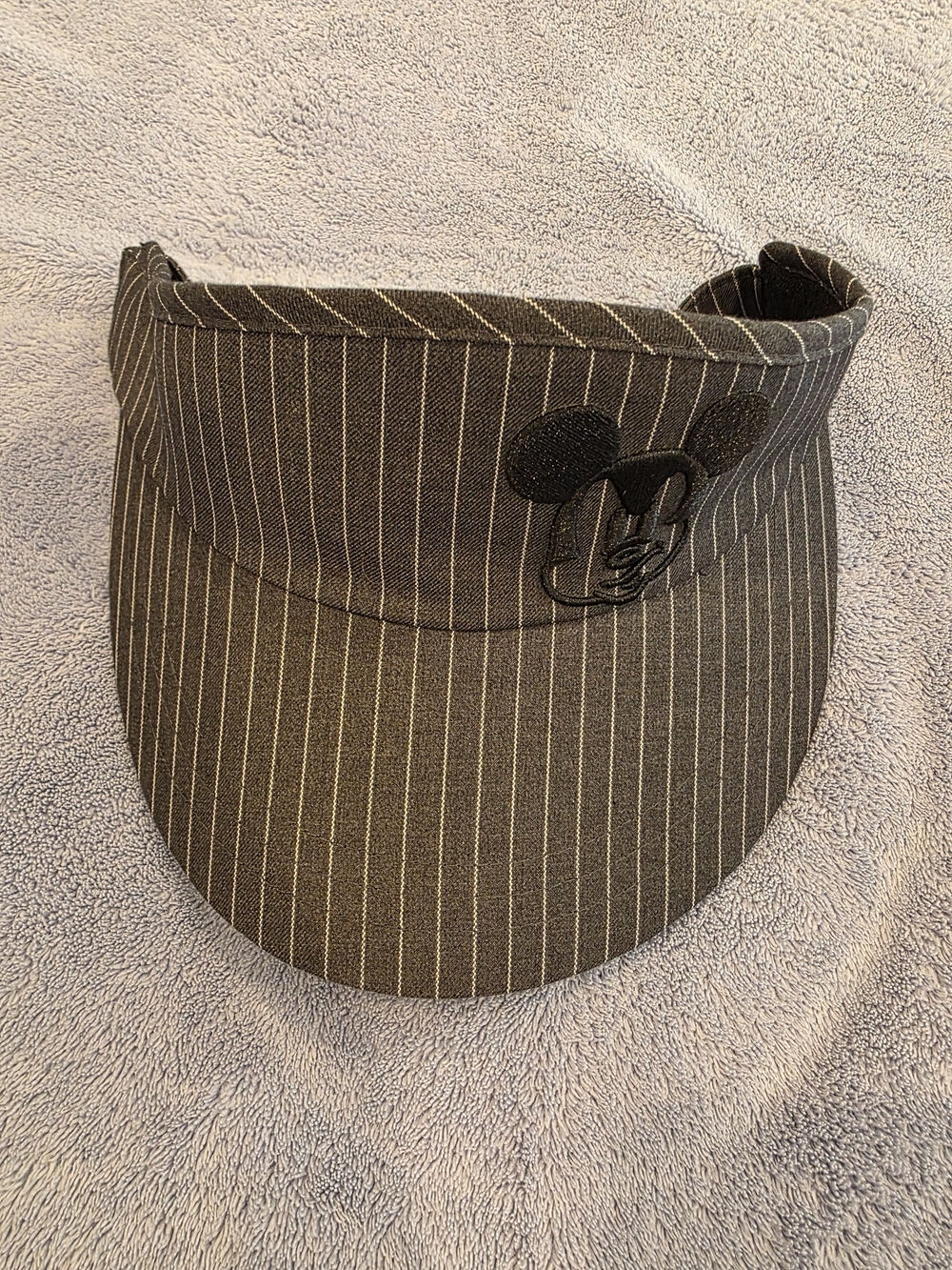 Disney Mickey Mouse Black Pinstripe Visor Adult Adjustable Hat Embroidery Mickey
